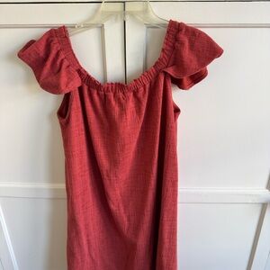 Madewell Red Ruffle Mini Dress